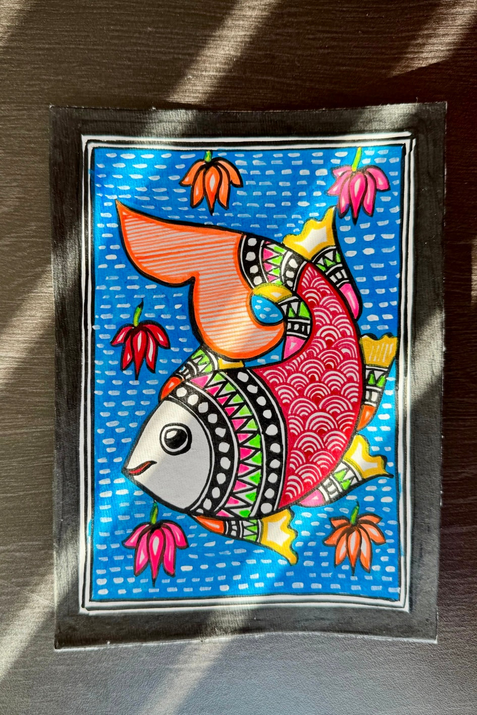 Charming small-sized Madhubani art paintings, featuring intricate hand-painted designs with vibrant colors and traditional motifs. A perfect blend of cultural heritage and artistic beauty to enhance your space.