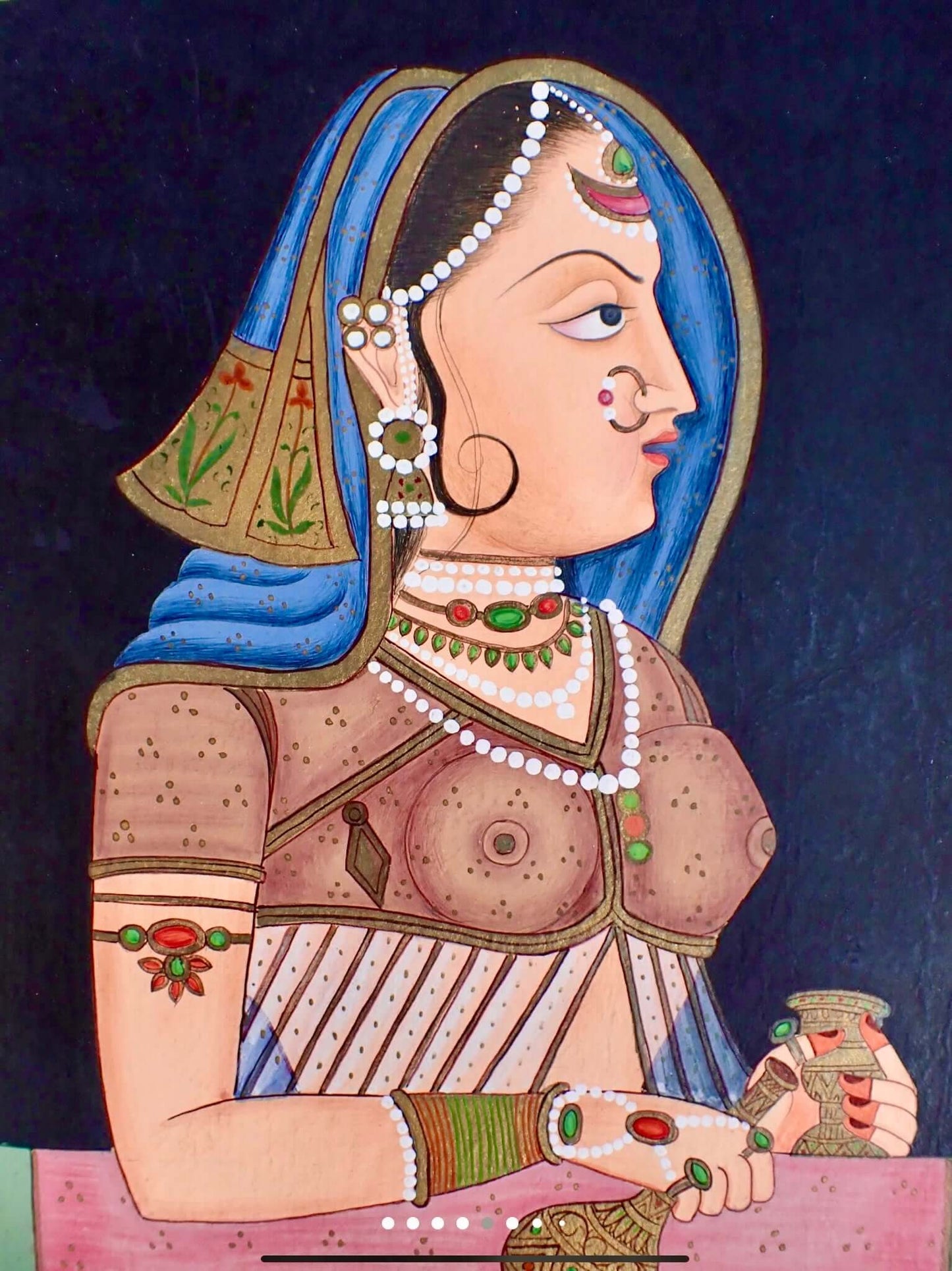 Exquisite Vintage Bani Thani painting, featuring the iconic Rajasthani miniature art style with delicate brushwork and rich colors. A timeless piece reflecting elegance, grace, and heritage.