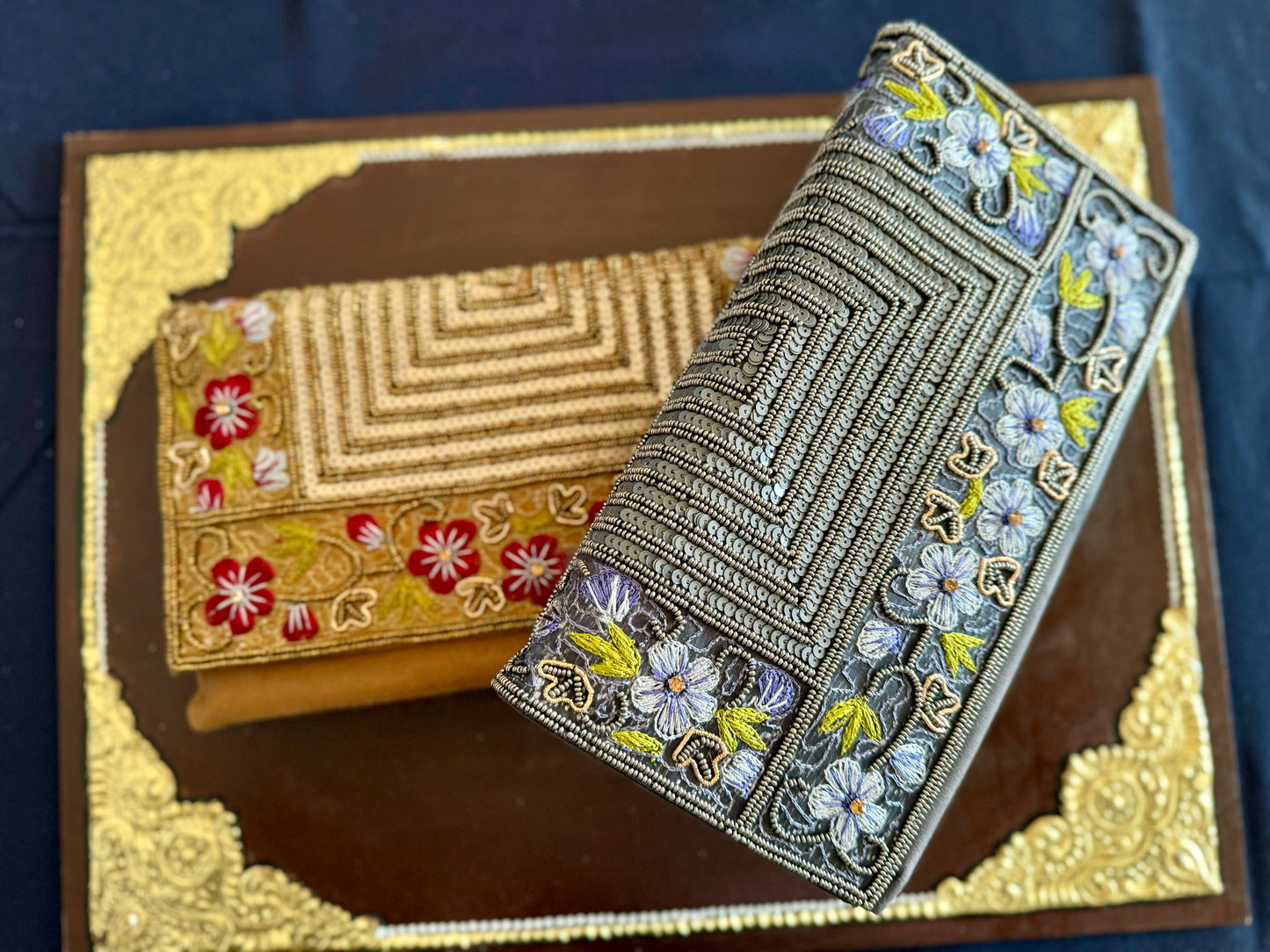 Exquisite beadwork evening clutches and purses, featuring intricate designs and vibrant colors, perfect for adding elegance to any occasion.