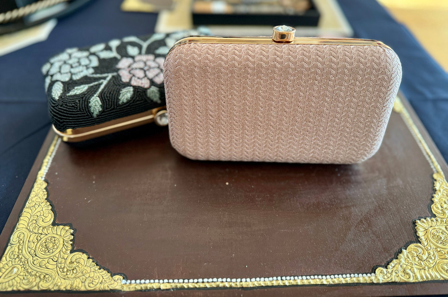Exquisite beadwork evening clutches and purses, featuring intricate designs and vibrant colors, perfect for adding elegance to any occasion.