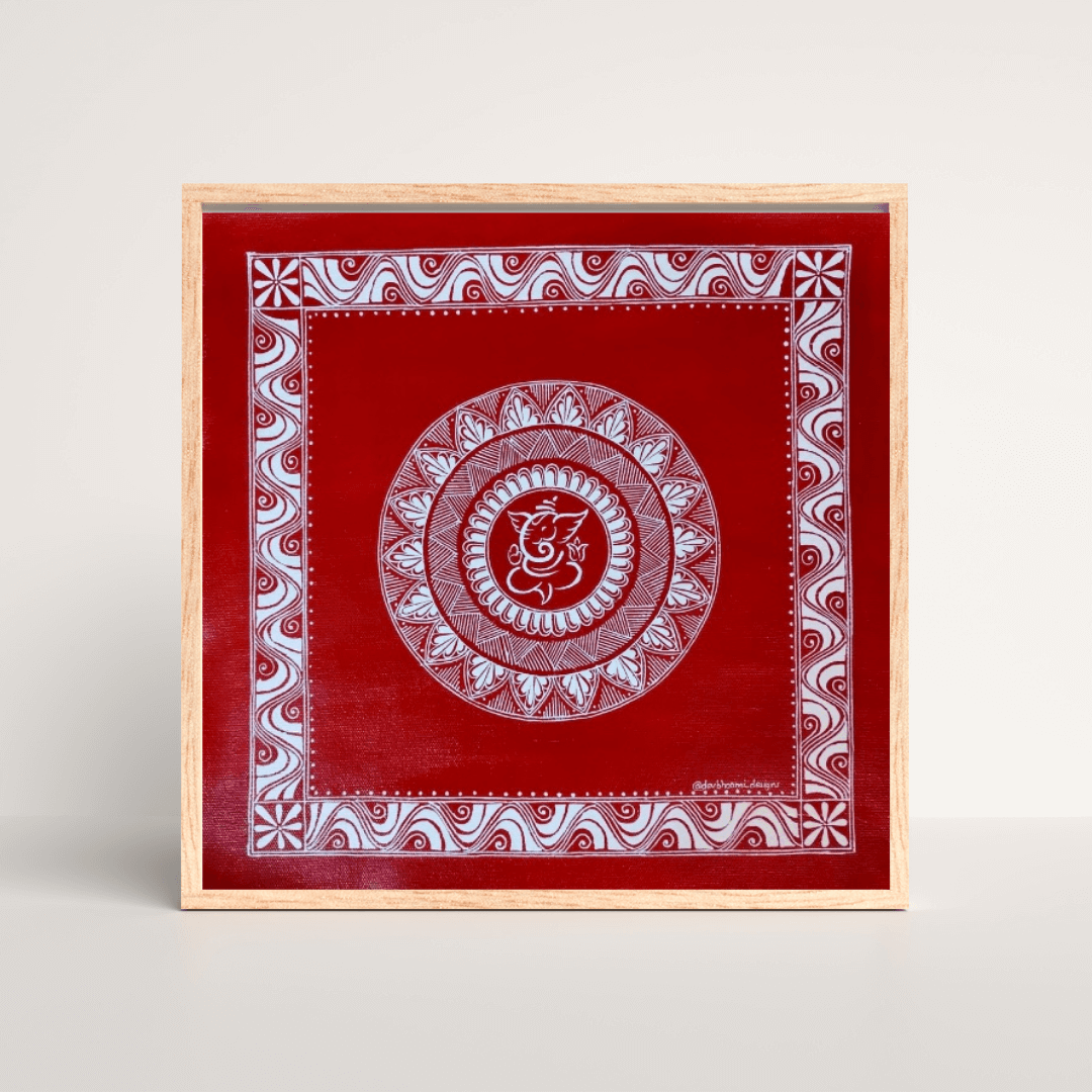 Handcrafted Aipan art, intricate folk design from Uttarakhand for home décor.