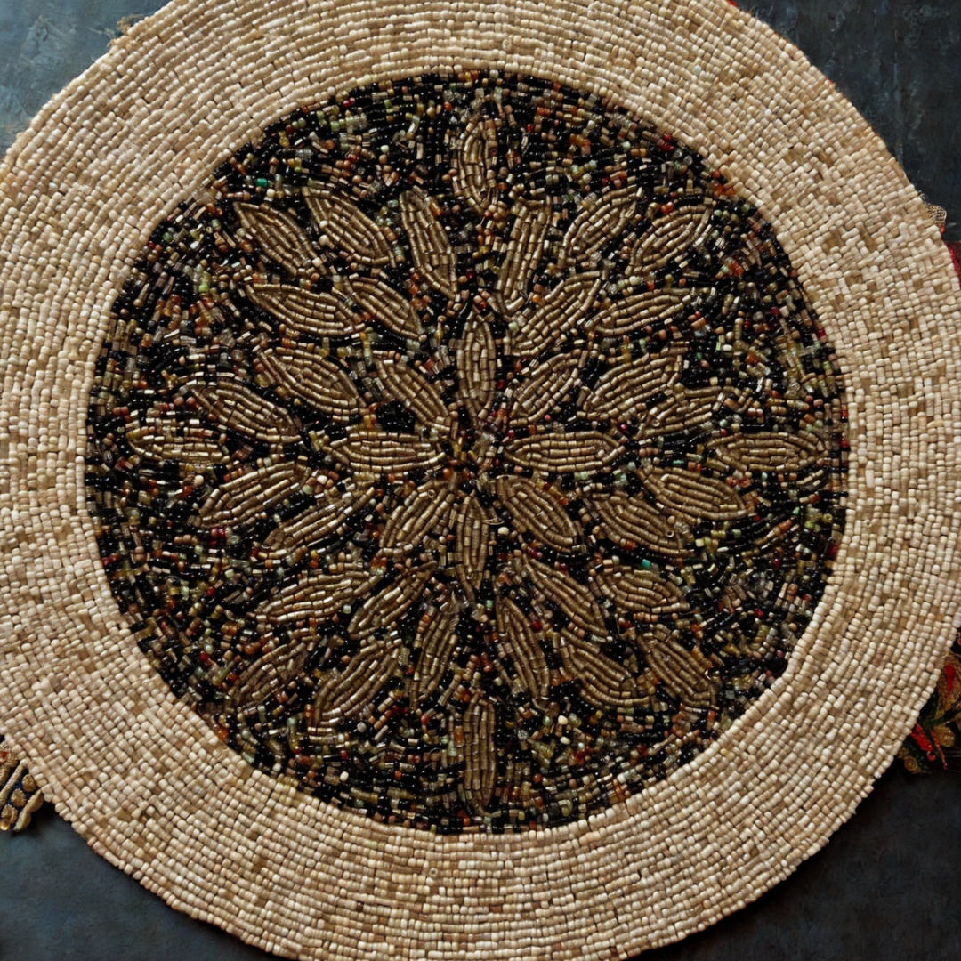 Beaded placemats/chargers, featuring intricate beadwork that adds a touch of elegance and cultural richness to your dining table decor.