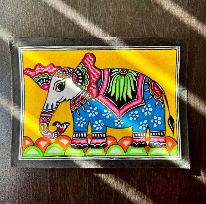 Charming small-sized Madhubani art paintings, featuring intricate hand-painted designs with vibrant colors and traditional motifs. A perfect blend of cultural heritage and artistic beauty to enhance your space.