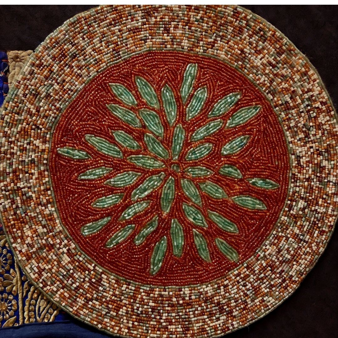Beaded placemats/chargers, featuring intricate beadwork that adds a touch of elegance and cultural richness to your dining table decor.
