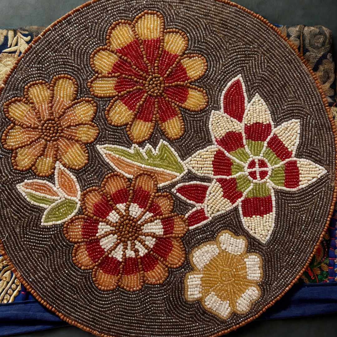 Beaded placemats/chargers, featuring intricate beadwork that adds a touch of elegance and cultural richness to your dining table decor.