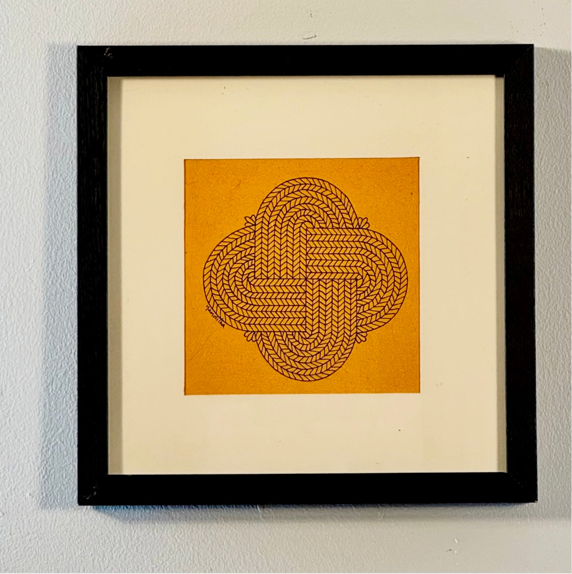 Handcrafted Chittara art wall decor featuring intricate geometric patterns and traditional motifs from Karnataka’s folk heritage.
