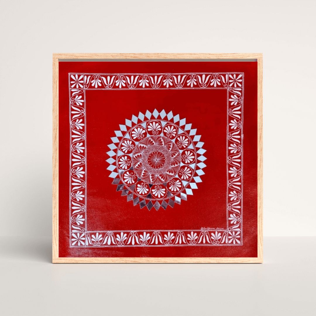 Handcrafted Aipan art, intricate folk design from Uttarakhand for home décor.