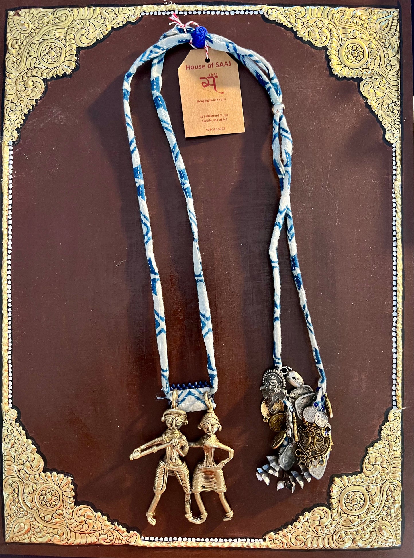 Eco-friendly upcycled handmade Dhokra pendant necklaces, featuring unique tribal metalwork and intricate designs, blending sustainability with traditional artistry.