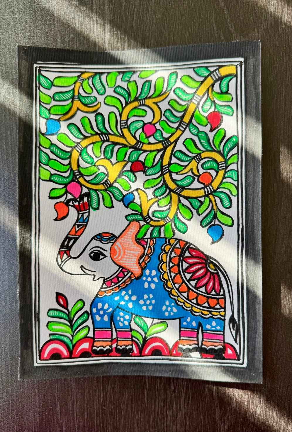 Charming small-sized Madhubani art paintings, featuring intricate hand-painted designs with vibrant colors and traditional motifs. A perfect blend of cultural heritage and artistic beauty to enhance your space.