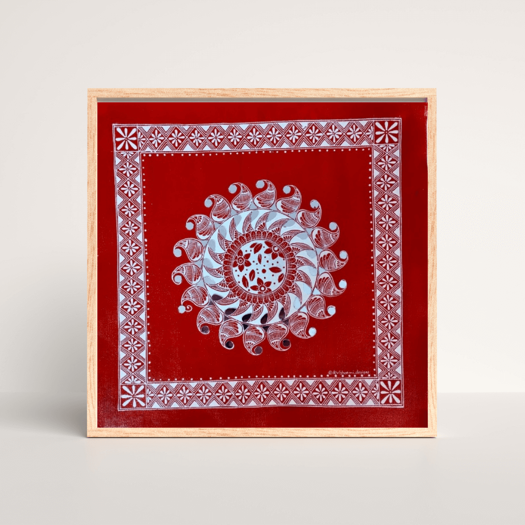Handcrafted Aipan art, intricate folk design from Uttarakhand for home décor.