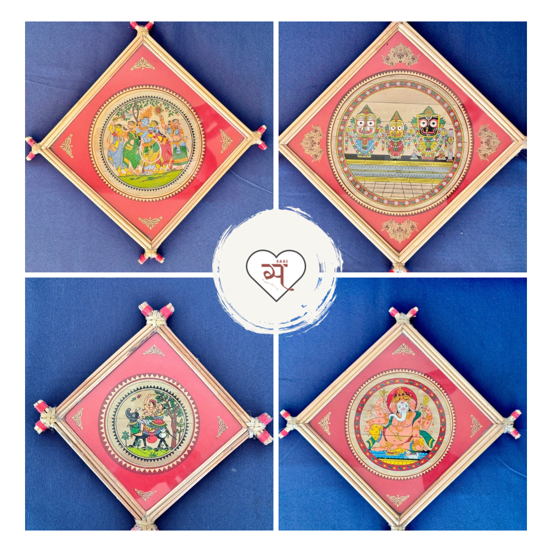 Authentic Pattachitra art, hand-painted with traditional Indian motifs from Odisha.