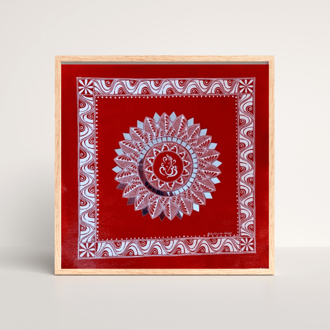 Handcrafted Aipan art, intricate folk design from Uttarakhand for home décor.