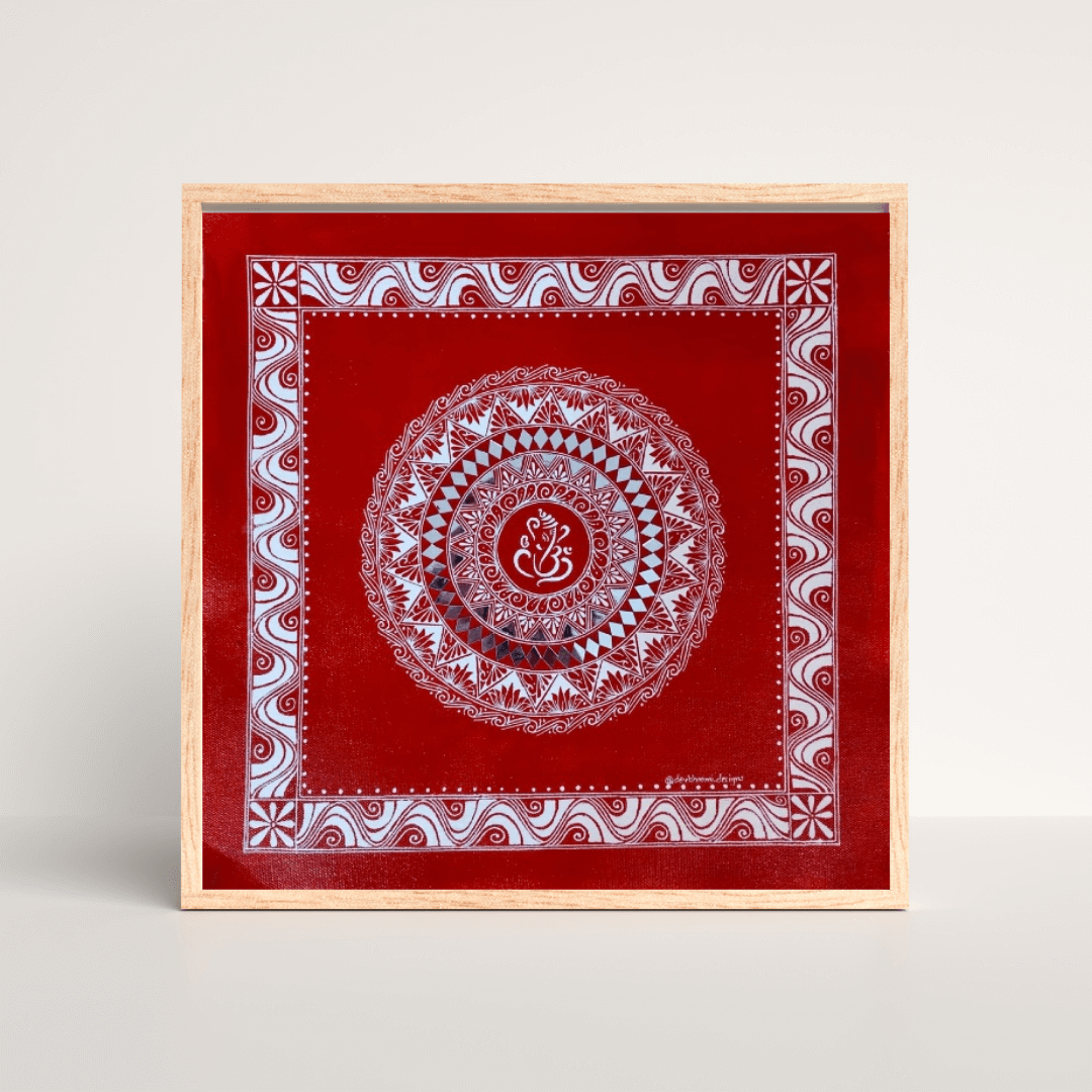 Handcrafted Aipan art, intricate folk design from Uttarakhand for home décor.