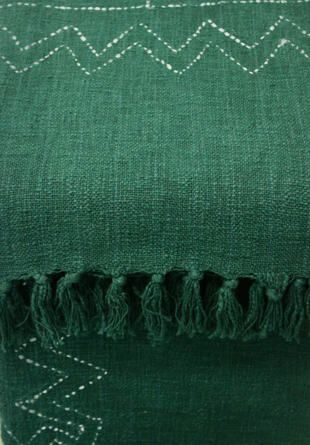 Handcrafted Kantha Handloom throw, featuring intricate running stitch embroidery on soft, woven fabric. A beautiful blend of tradition and comfort, perfect for adding warmth and cultural charm to your space.