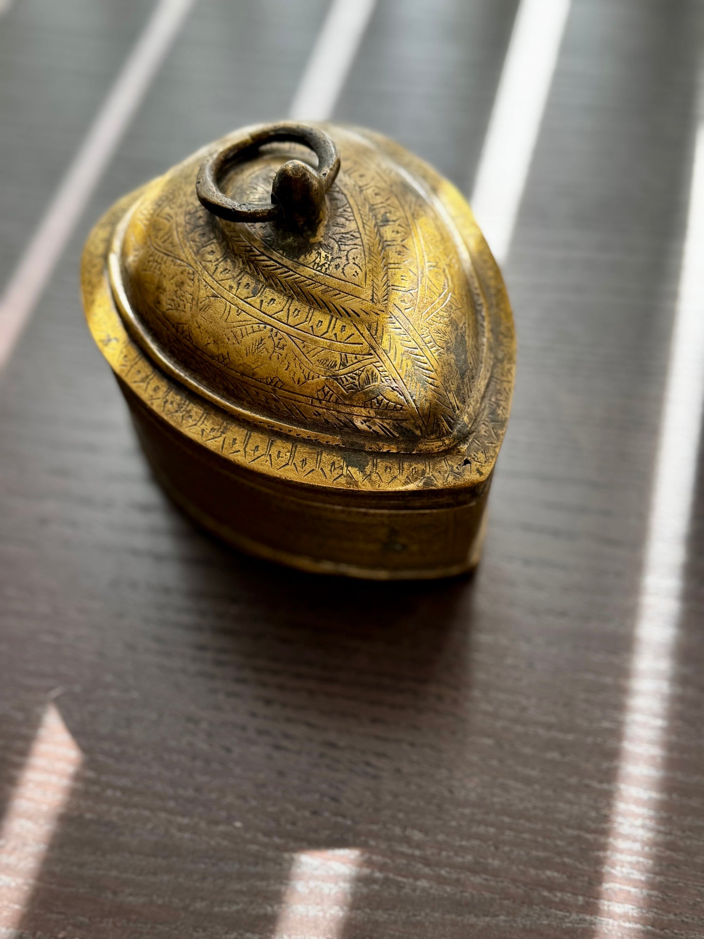 Vintage Brass Engraved Containers with Lids
