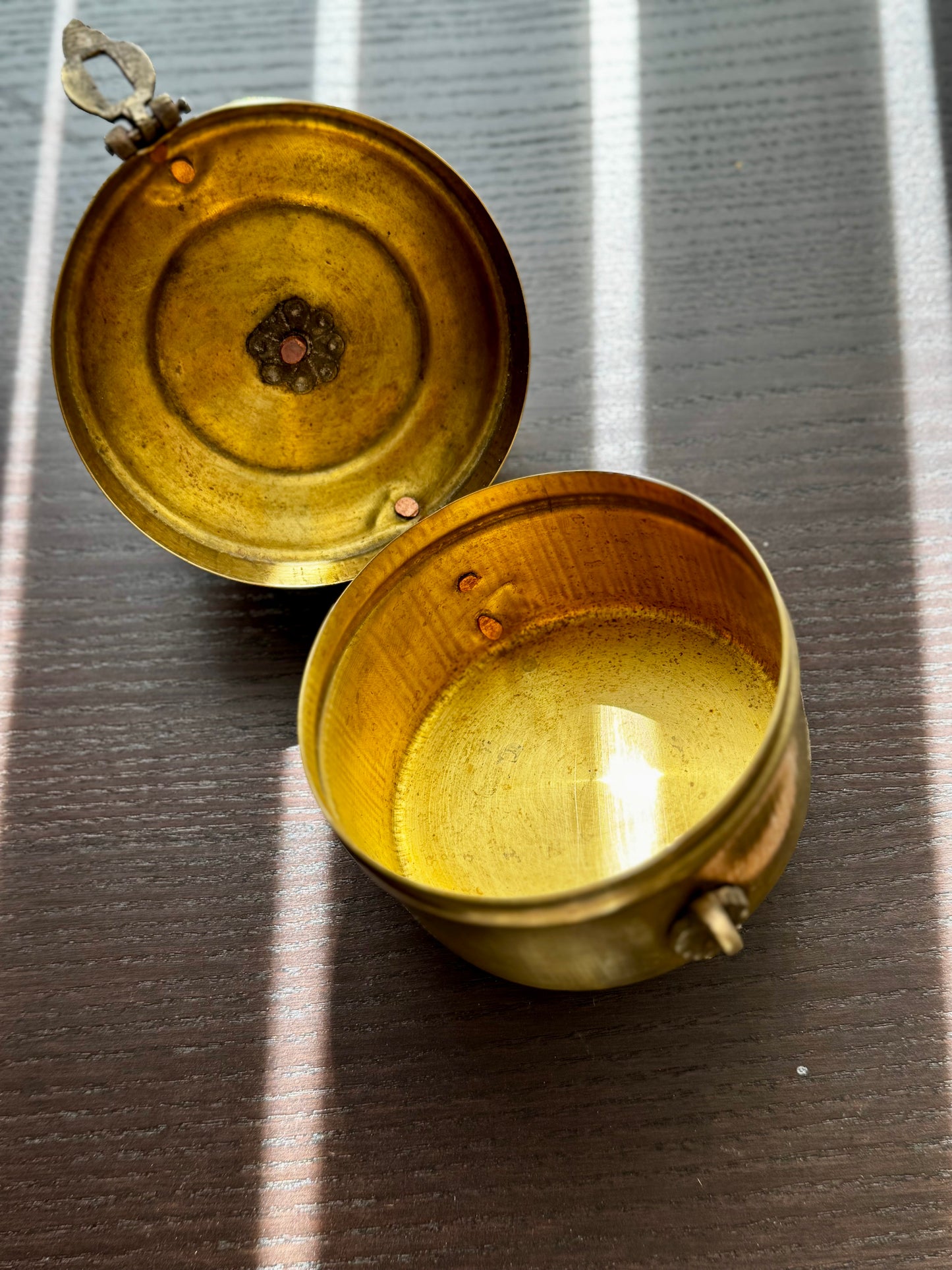 Vintage Brass Engraved Containers with Lids