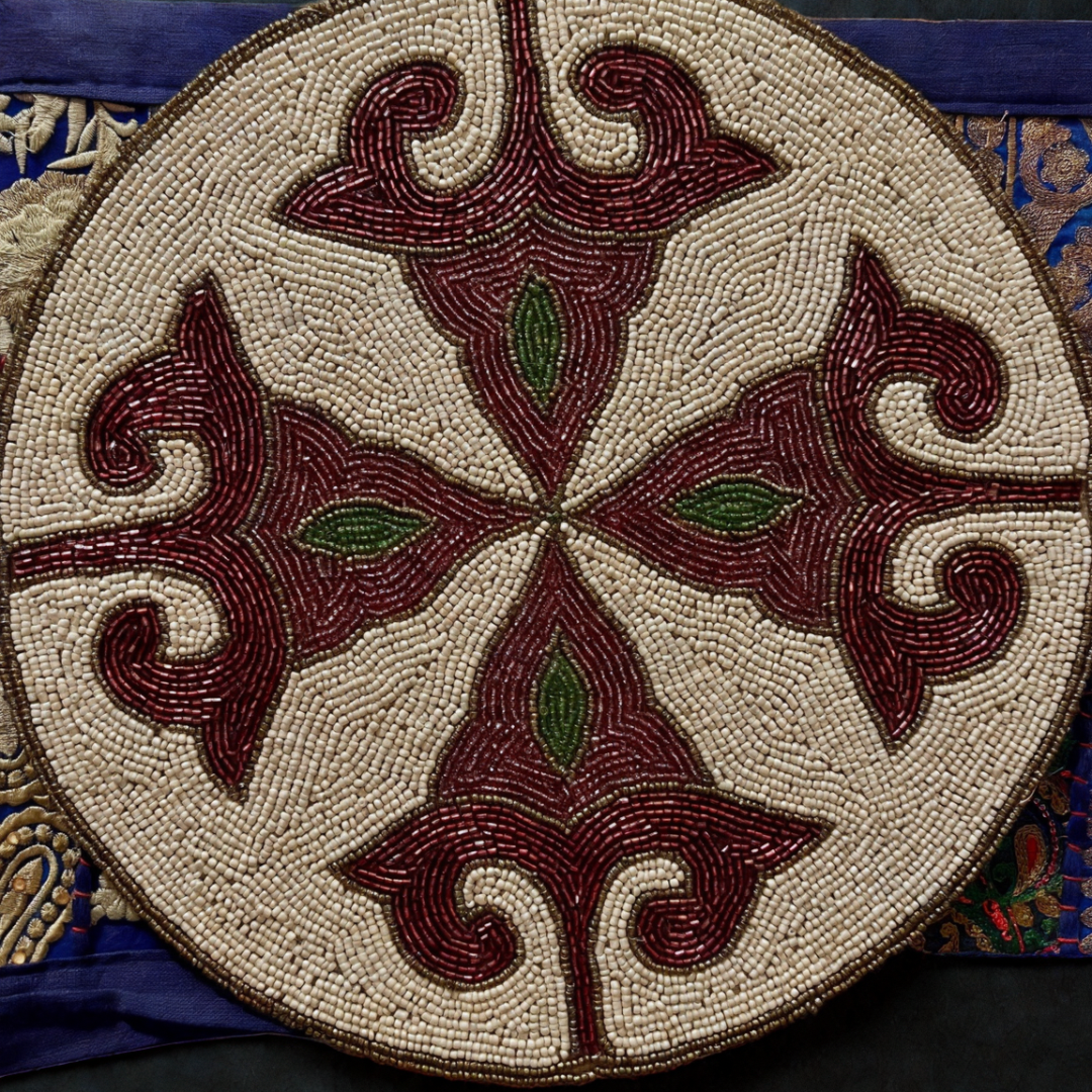Beaded placemats/chargers, featuring intricate beadwork that adds a touch of elegance and cultural richness to your dining table decor.