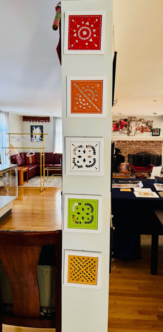 Handcrafted Lippankaam (Mud and Mirror Work) wall decor, featuring intricate mirror designs and textured mud patterns, adding a rustic and traditional Indian touch to your space.