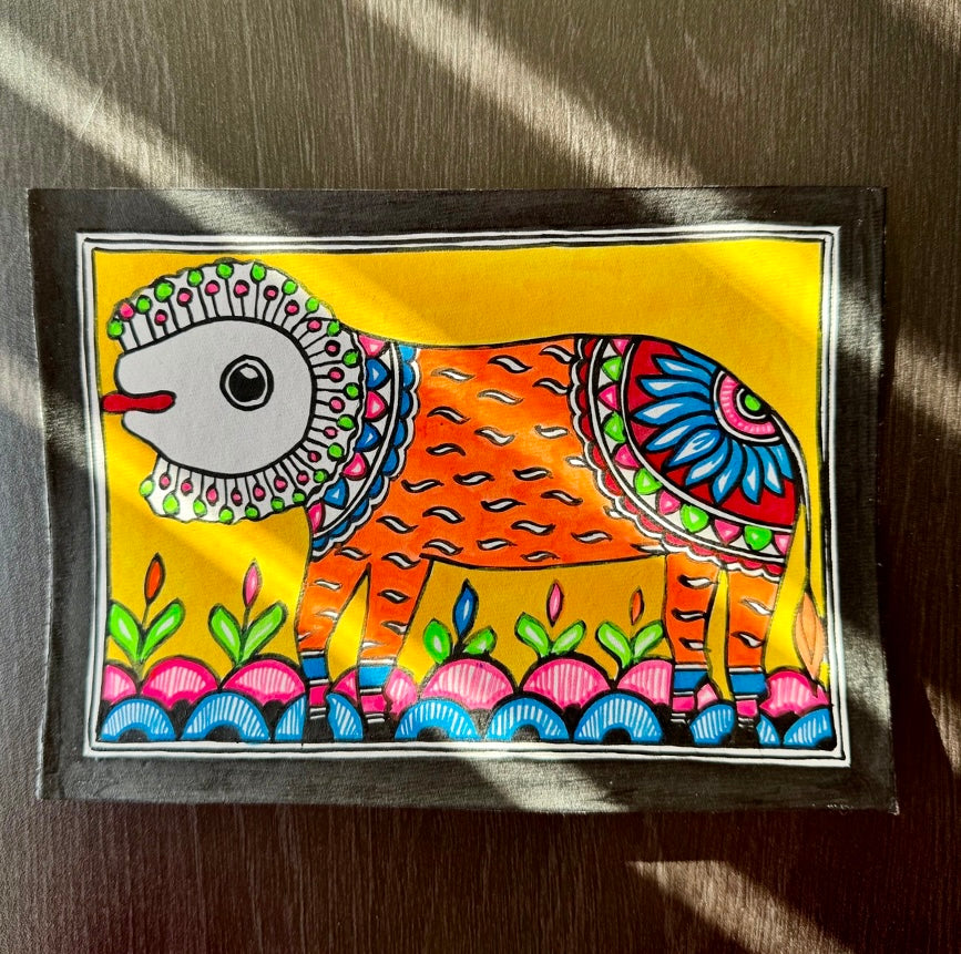 Charming small-sized Madhubani art paintings, featuring intricate hand-painted designs with vibrant colors and traditional motifs. A perfect blend of cultural heritage and artistic beauty to enhance your space.
