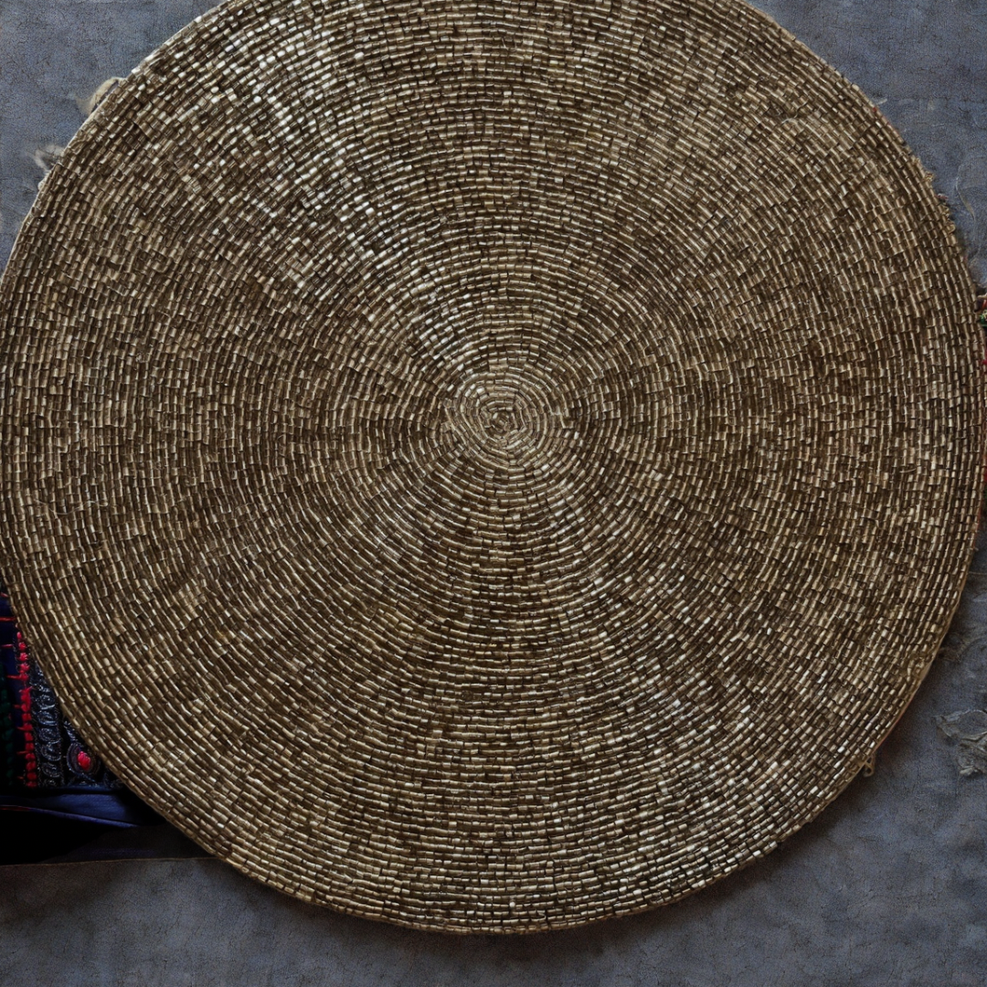 Beaded placemats/chargers, featuring intricate beadwork that adds a touch of elegance and cultural richness to your dining table decor.