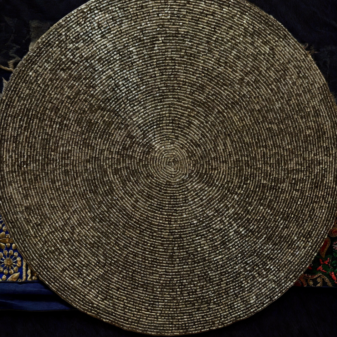 Beaded placemats/chargers, featuring intricate beadwork that adds a touch of elegance and cultural richness to your dining table decor.