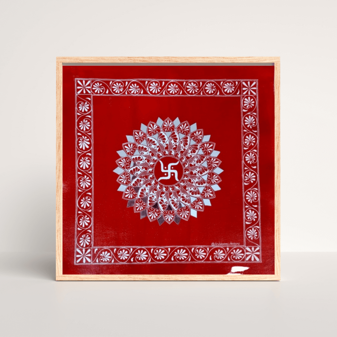 Handcrafted Aipan art, intricate folk design from Uttarakhand for home décor.