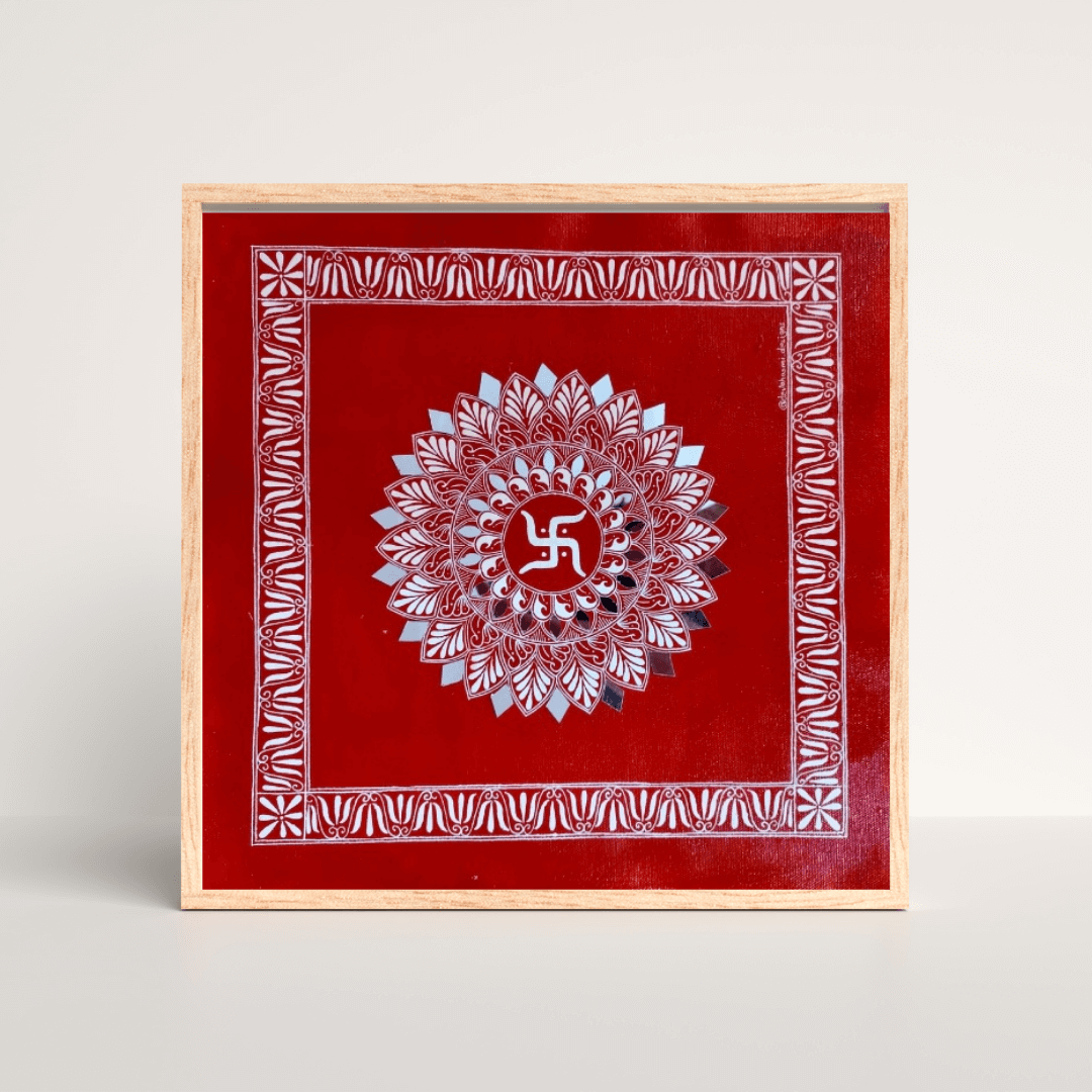 Handcrafted Aipan art, intricate folk design from Uttarakhand for home décor.