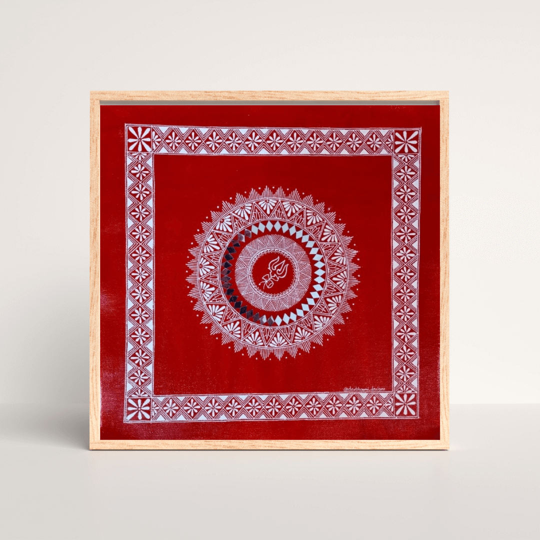 Handcrafted Aipan art, intricate folk design from Uttarakhand for home décor.