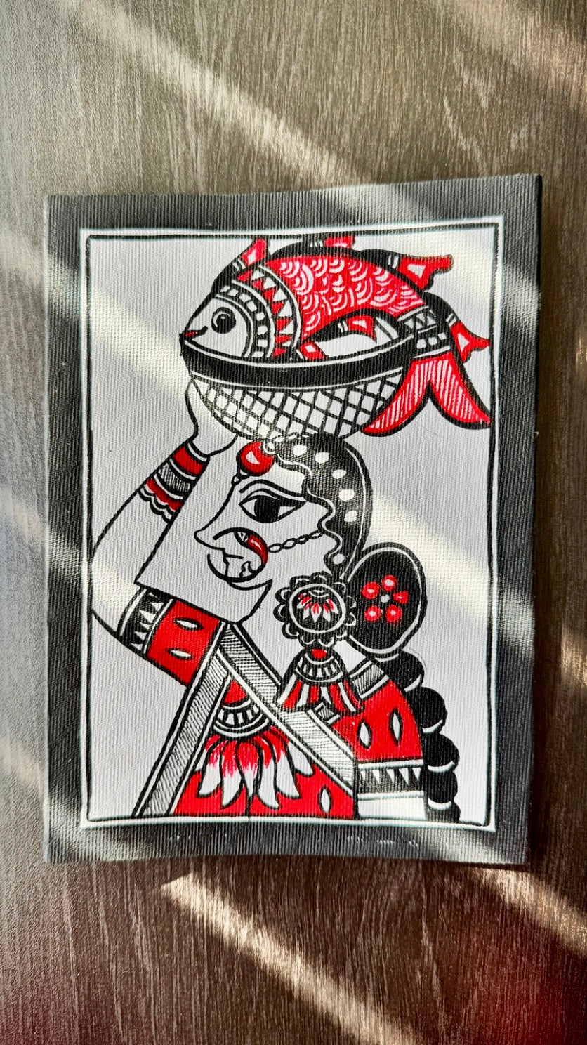 Charming small-sized Madhubani art paintings, featuring intricate hand-painted designs with vibrant colors and traditional motifs. A perfect blend of cultural heritage and artistic beauty to enhance your space.