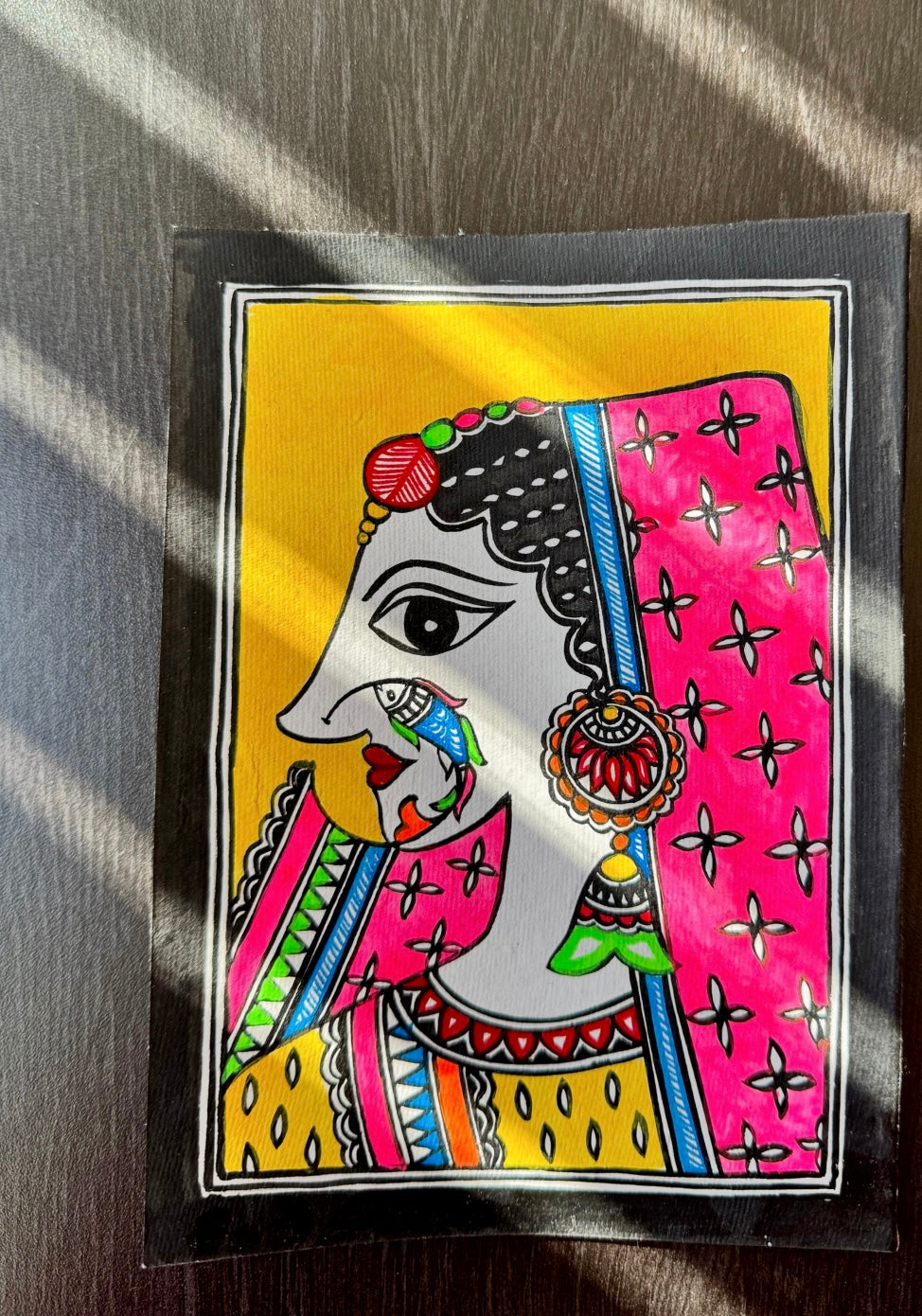 Charming small-sized Madhubani art paintings, featuring intricate hand-painted designs with vibrant colors and traditional motifs. A perfect blend of cultural heritage and artistic beauty to enhance your space.