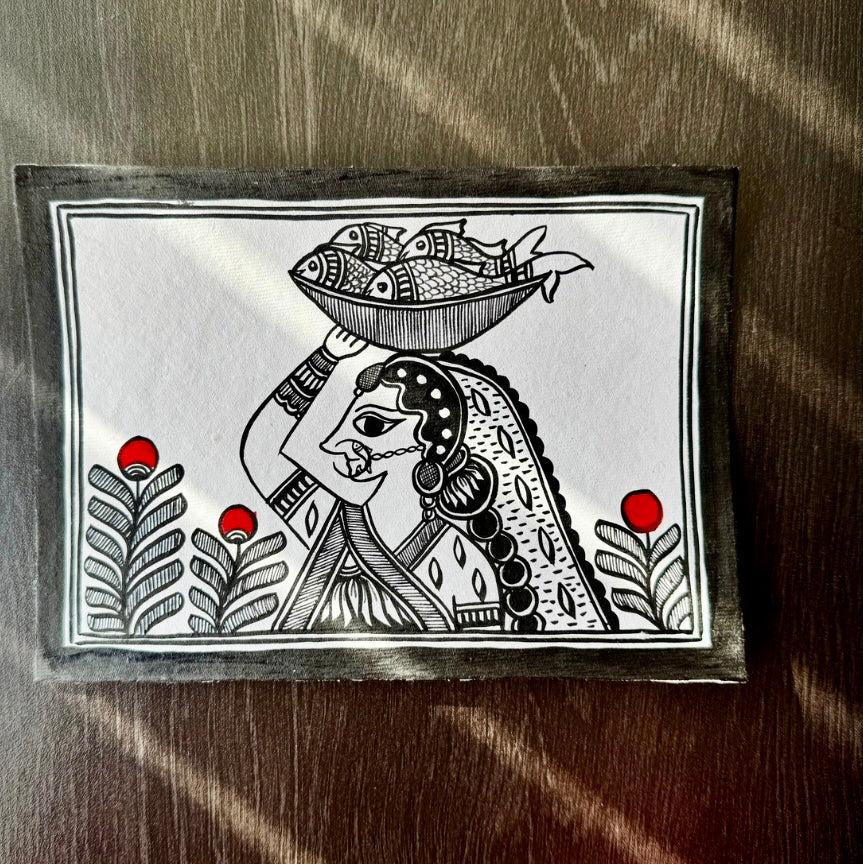 Charming small-sized Madhubani art paintings, featuring intricate hand-painted designs with vibrant colors and traditional motifs. A perfect blend of cultural heritage and artistic beauty to enhance your space.