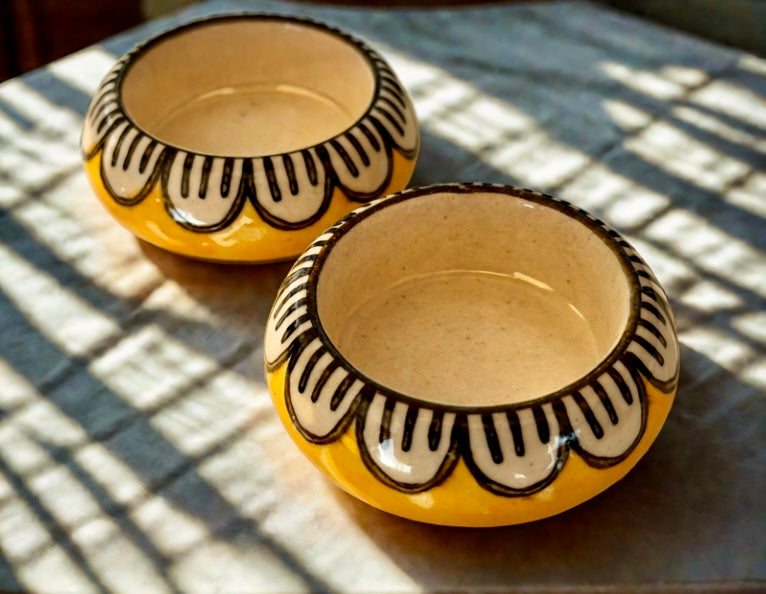 Handcrafted Jaipur Blue Pottery tea light holders, featuring intricate designs and vibrant blue hues, adding a traditional Indian touch to your home decor.
