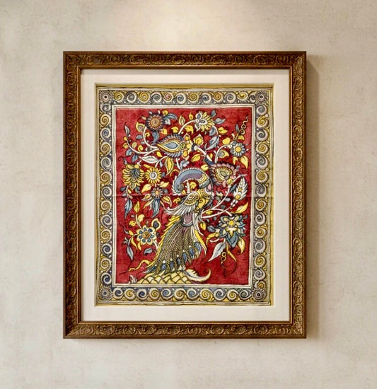 Kala - Kalamkari art painting of peacock 