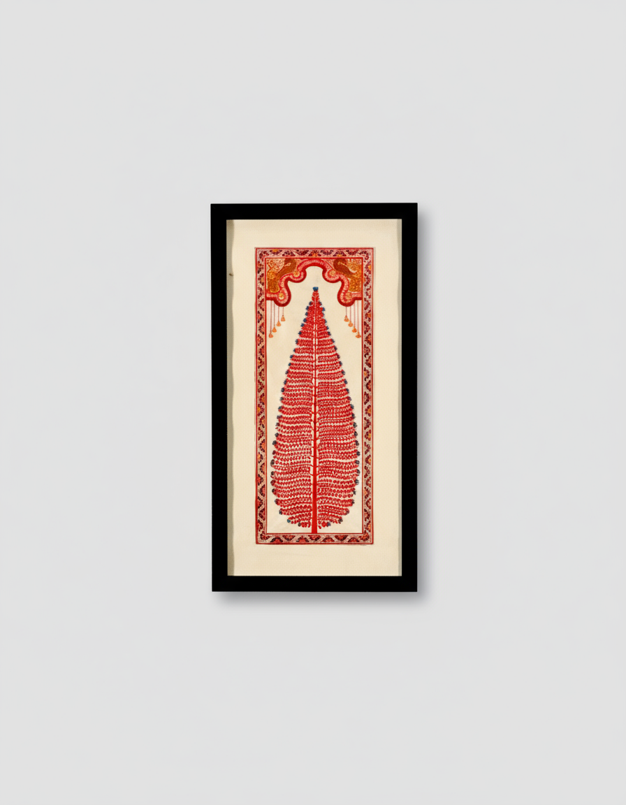 Heritage Treasures with Pattachitra art painting of red leaf