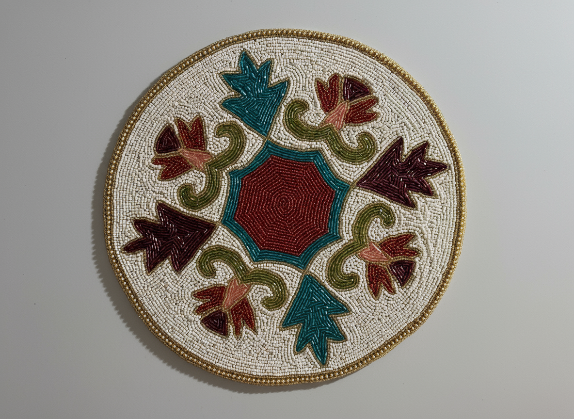 Decorative round plate with floral patterns on a plain background