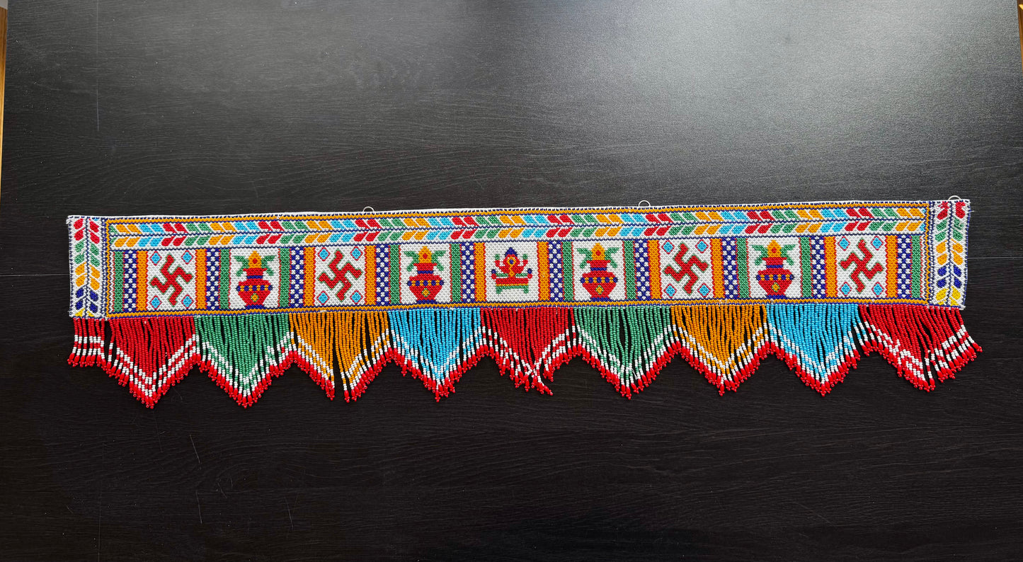 Decorative Motikaam /border with colorful patterns on a black background