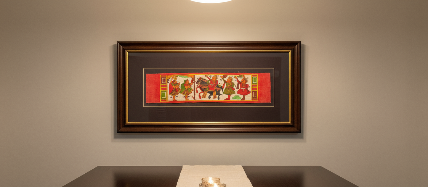 Framed artwork on a beige wall