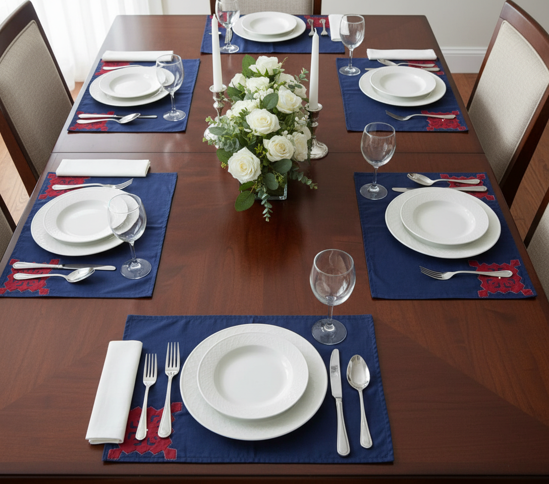 Handmade Appliqué work Placemats and Napkins