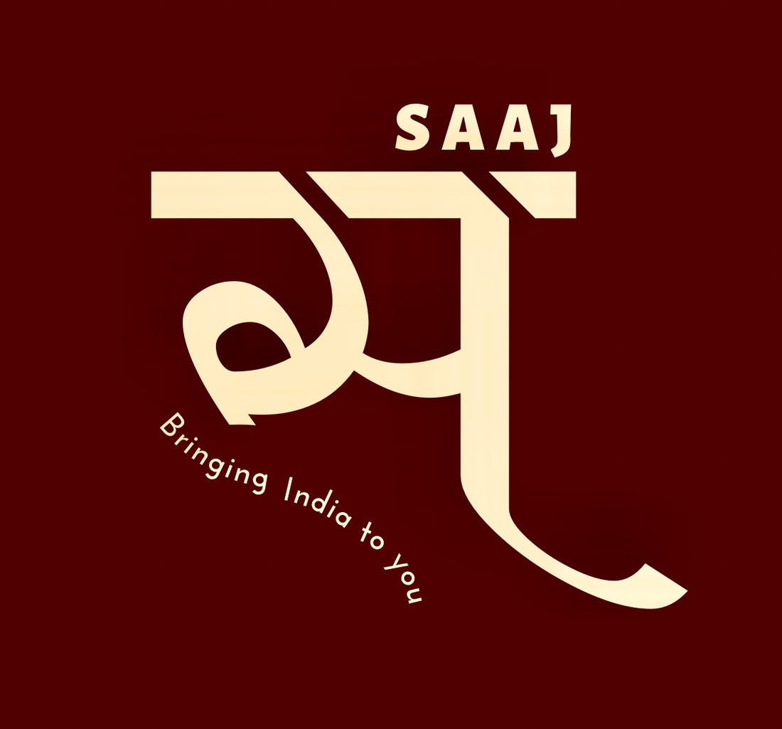 House of Saaj logo, representing a blend of heritage and elegance, showcasing Indian arts and crafts with a modern touch.