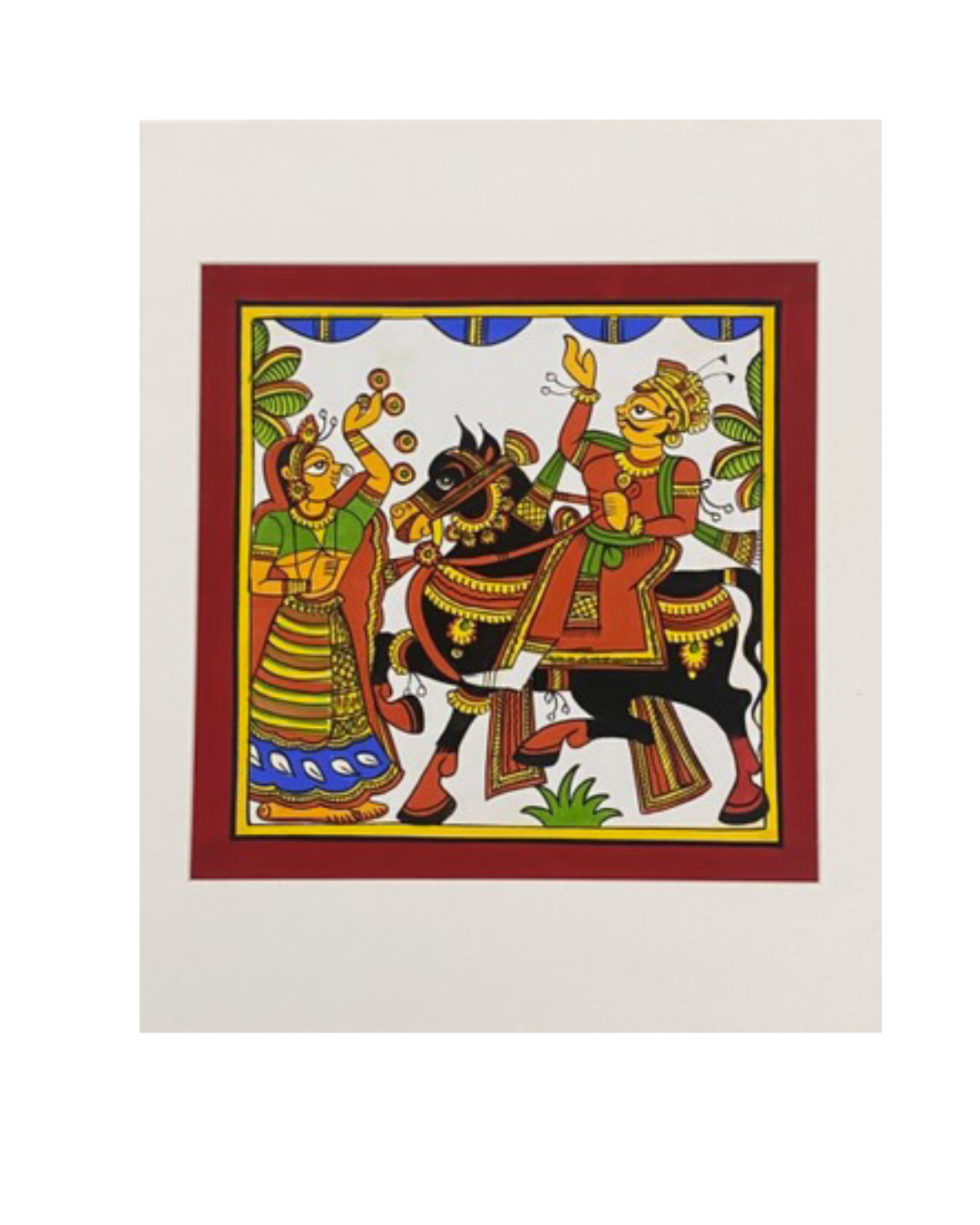 Colorful artwork of two figures on a white background