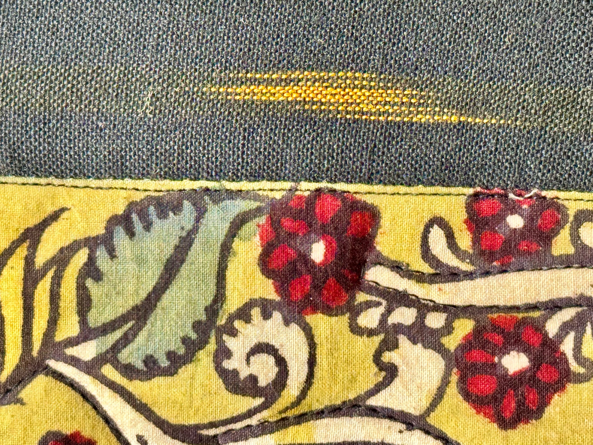 Close up of hand painted Kalamkari design