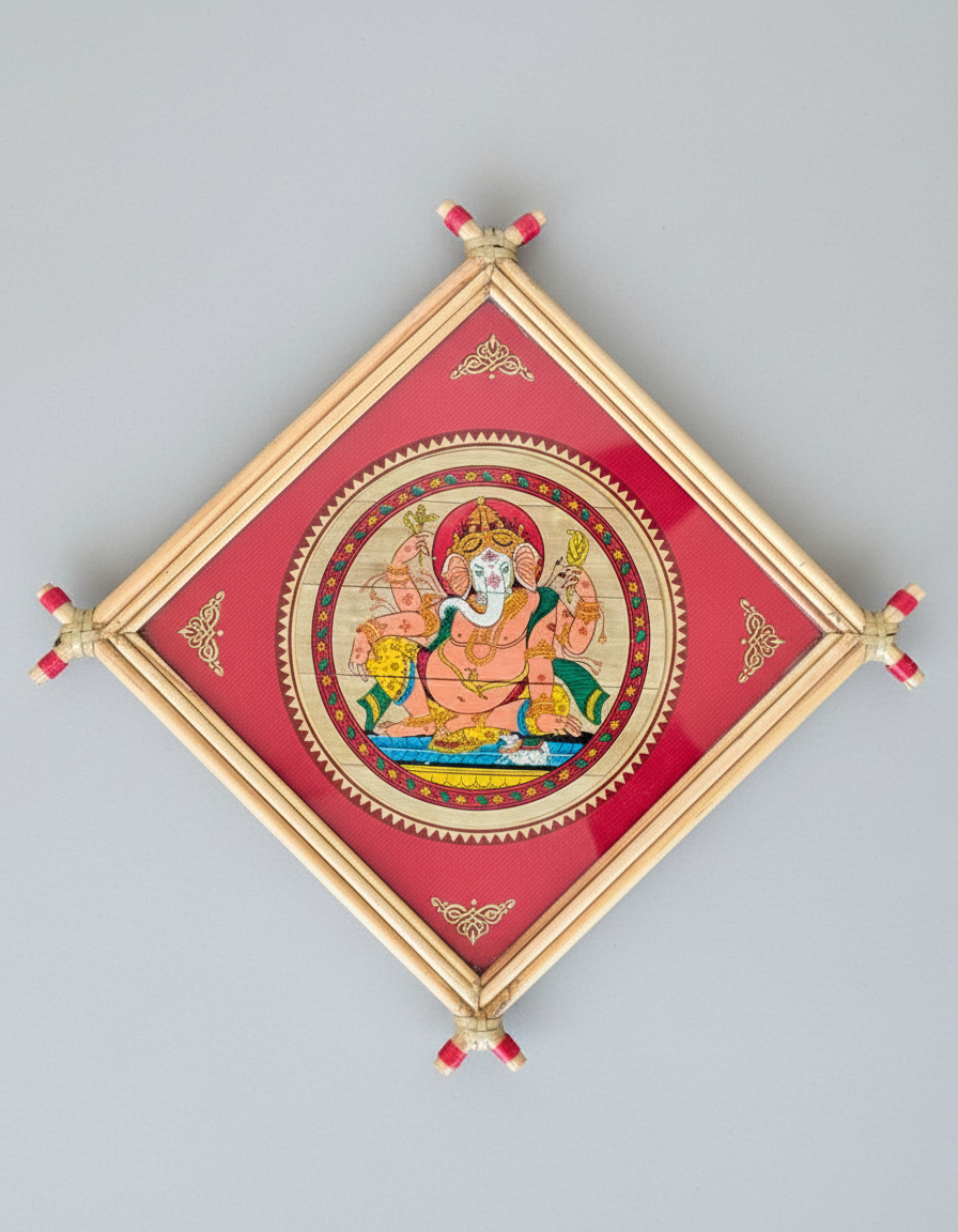 Ganesh Pattachitra in traditional wood frame