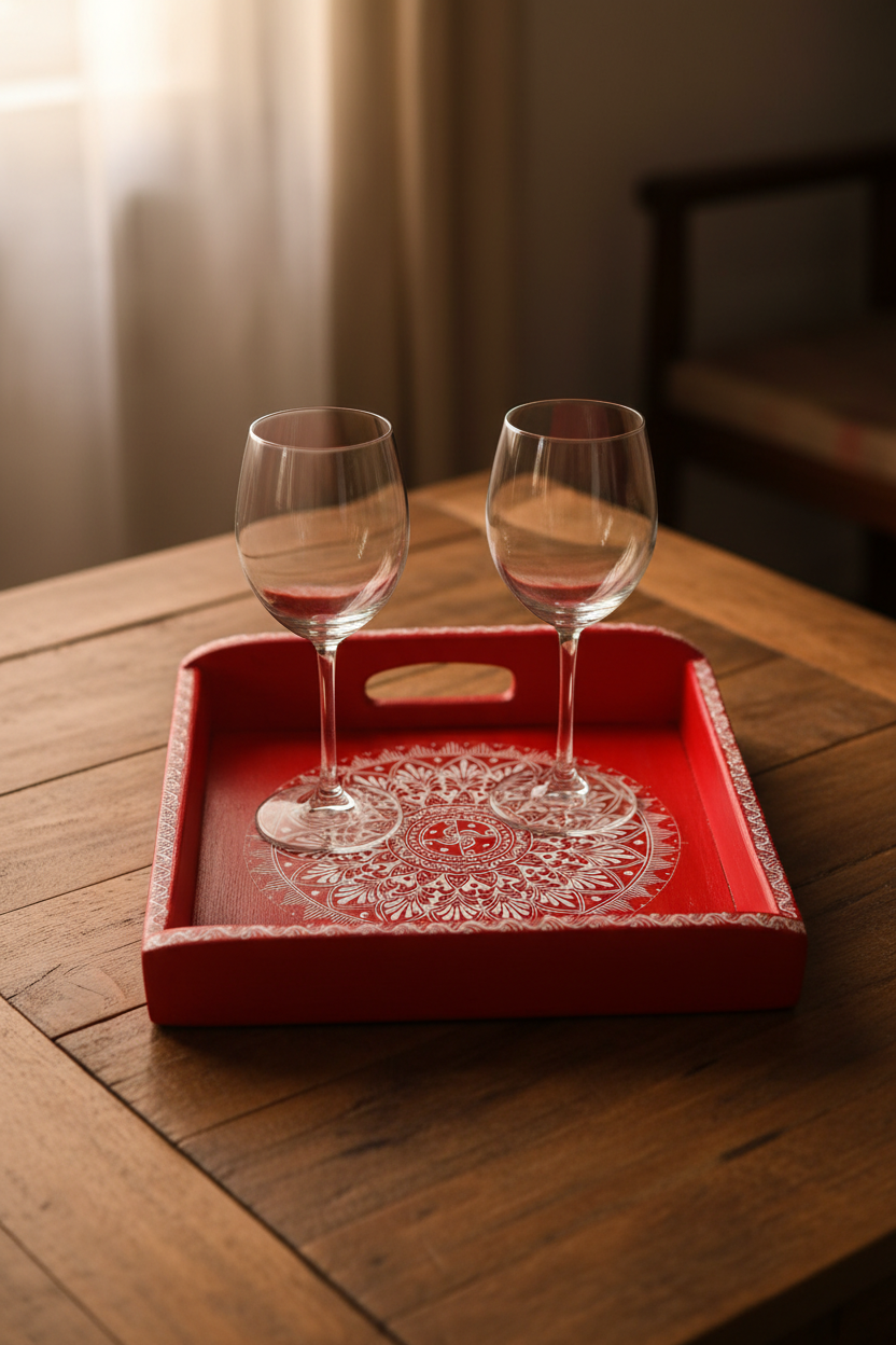 Aipan Art on Tray - Authentic Art