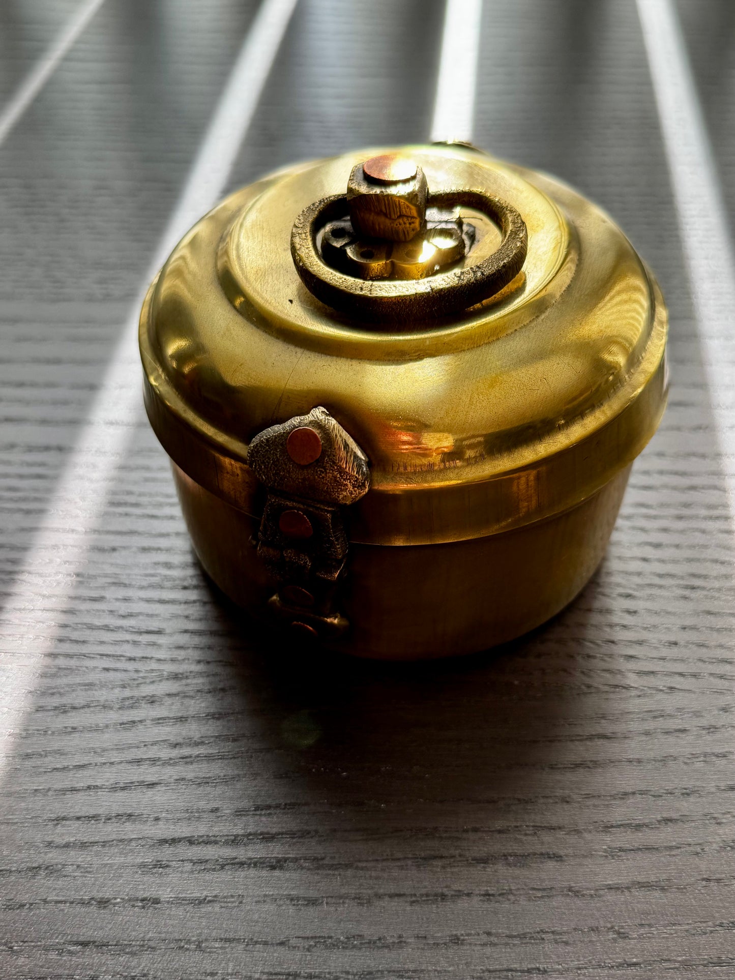 Vintage Brass Engraved Containers with Lids