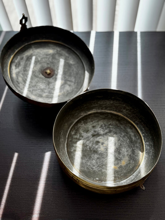 Vintage Brass Engraved Containers with Lids