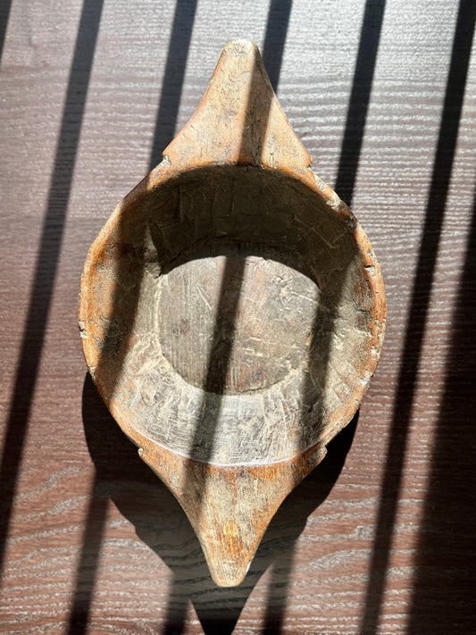 Vintage Wood Engraved Oval Bowls