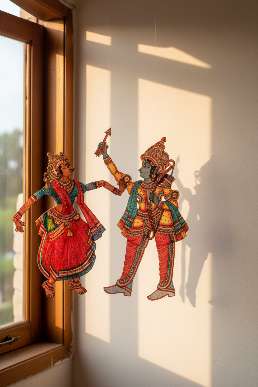Tholu Bommalata Leather Puppets – Ram, Sita & Hanuman