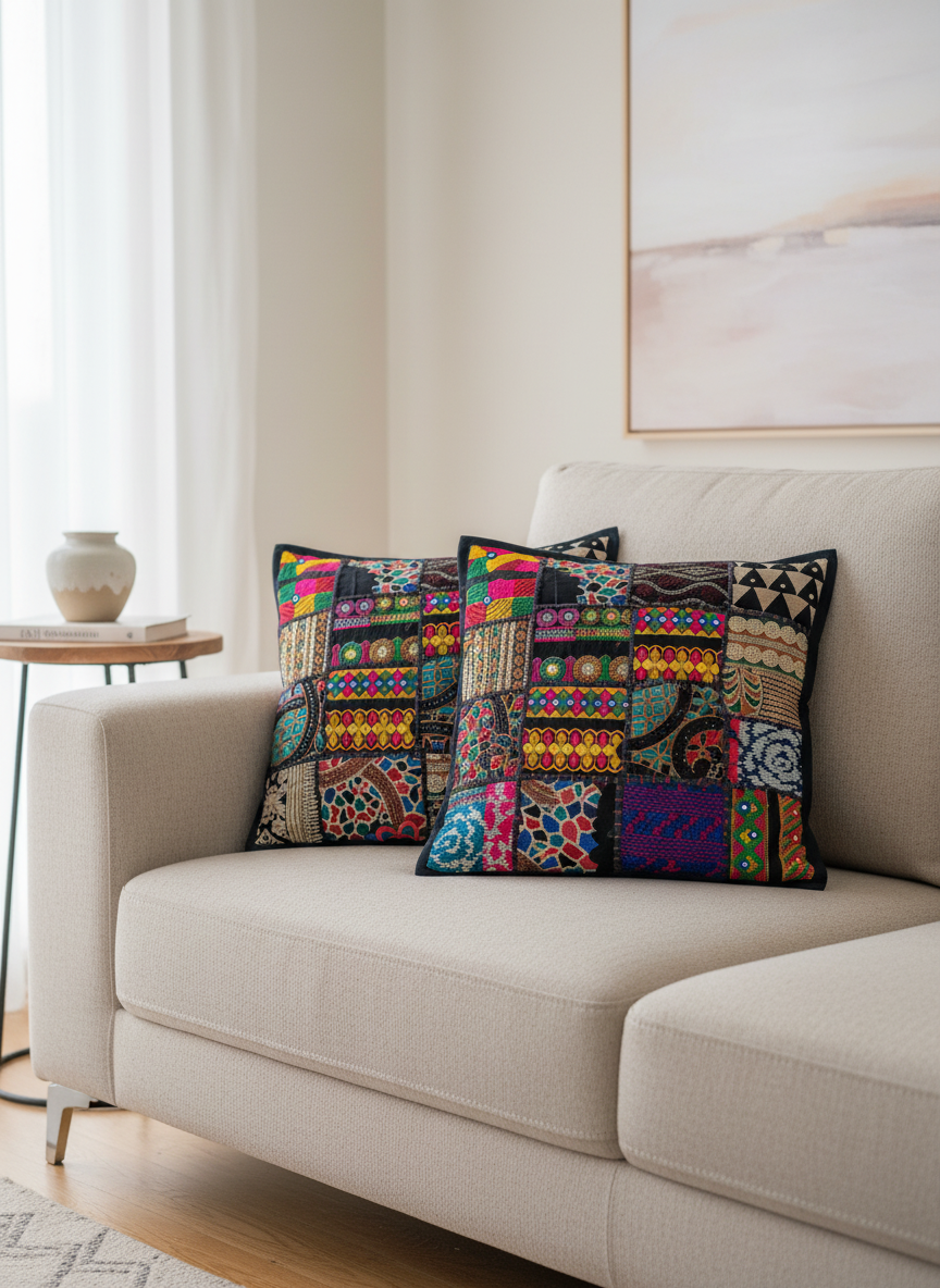 Khambhadia Patchwork Cushion Covers