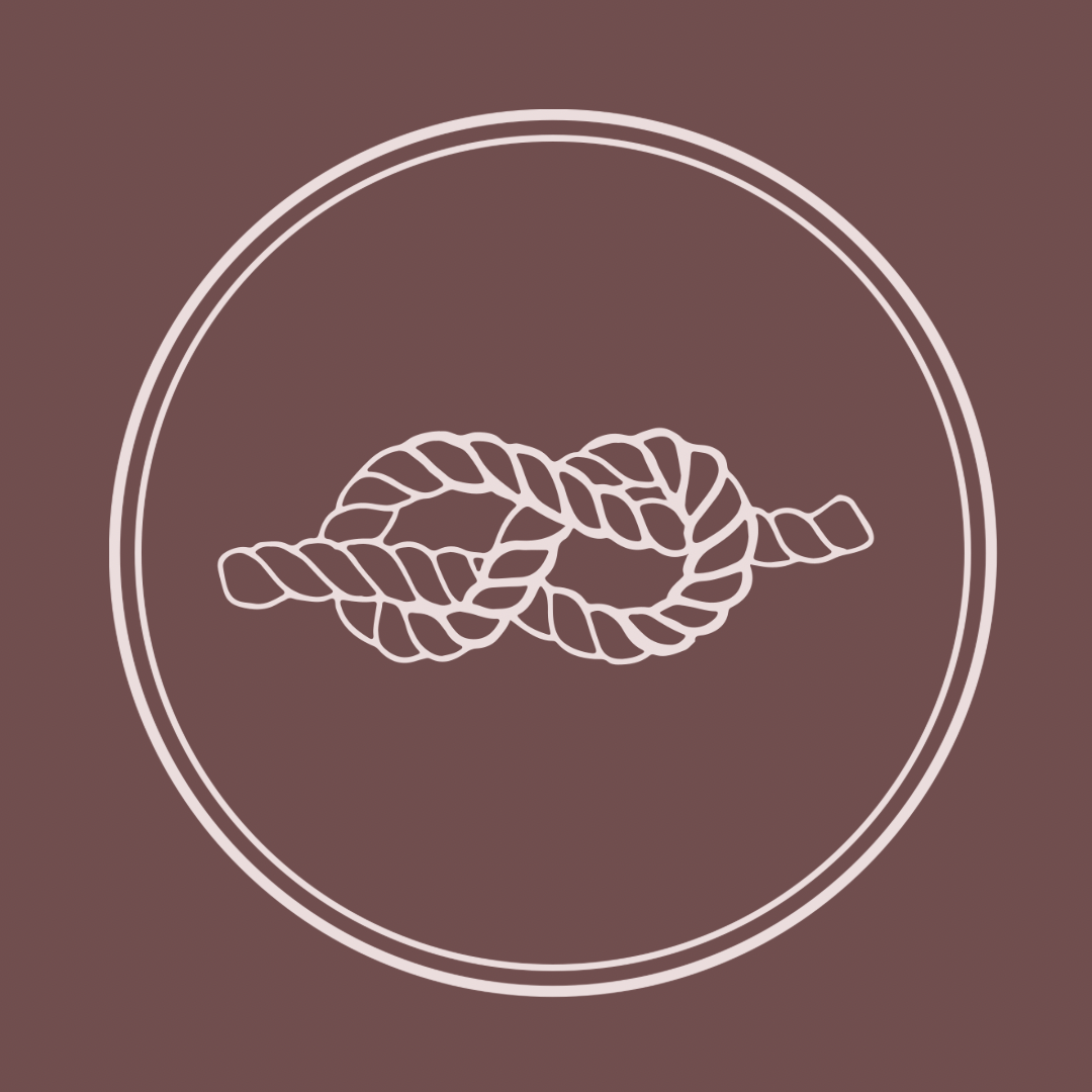 Rope knot icon as a symbol for Continuity in a circle on a brown background