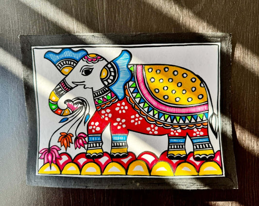 Charming small-sized Madhubani art paintings, featuring intricate hand-painted designs with vibrant colors and traditional motifs. A perfect blend of cultural heritage and artistic beauty to enhance your space.